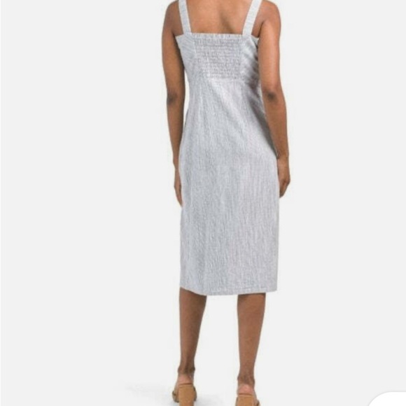 Tahari White Pleated Linen Midi Sundress - Picture 2 of 8